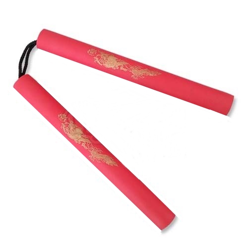 Szivacsos, gyakorló nunchaku zsinórral, piros, 8062