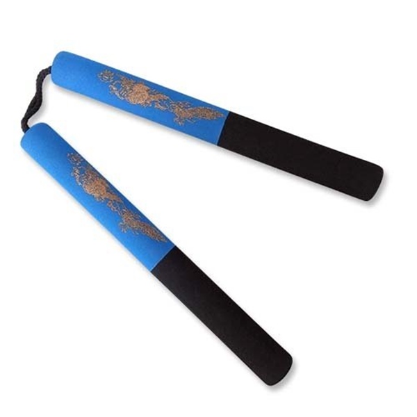 Szivacsos, gyakorló  nunchaku zsinórral, kék-fekete, 8055