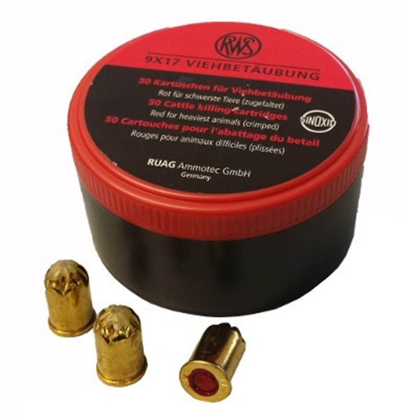 Töltény disznóölő fejbelövő pisztolyhoz, RWS, 9 mm, piros