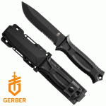 Gerber Strongarm tőr, félig fogazott pengével, fekete, 31-003648