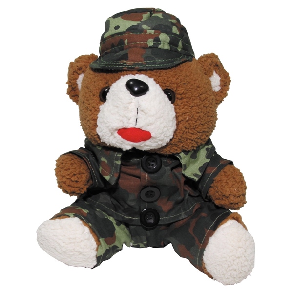 Plüss maci terepruhában,28 cm-es, flecktarn, 37723V