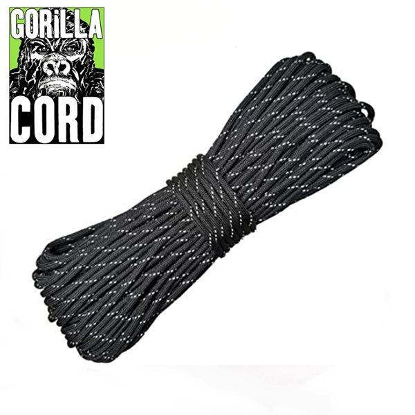 Paracord (ejtőernyős) kötél, 10 méter, Reflective Black