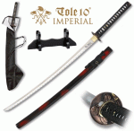 Imperial Tole10 Red-Black Katana, edzett, kardtartóval, 31718