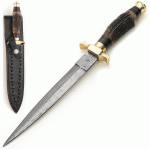 Damascus Hunting Stag Horn Dagger, 404446