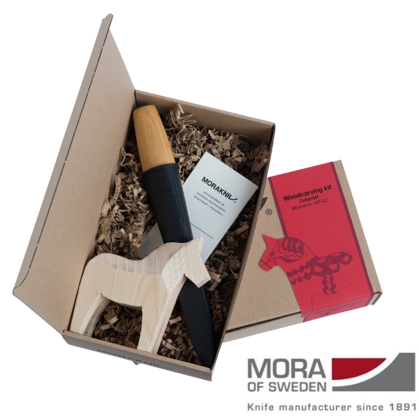 Mora Woodcarving Kit, fafaragó készlet, faragókés és lovacska, M14041