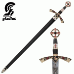 Gladius keresztes lovag kard, tokkal, GL3112/V