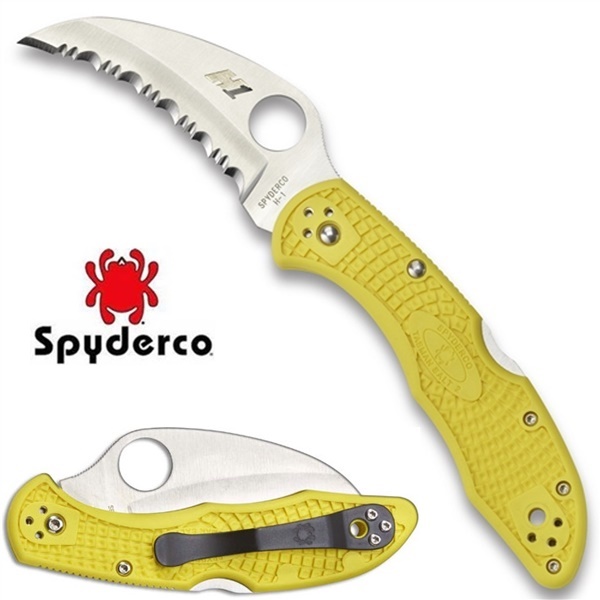 Spyderco Tasman Salt Liggtweight, sárga, recés, C106SYL2