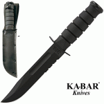 Ka-Bar Black bőr tokkal, félig recés pengével, 1212