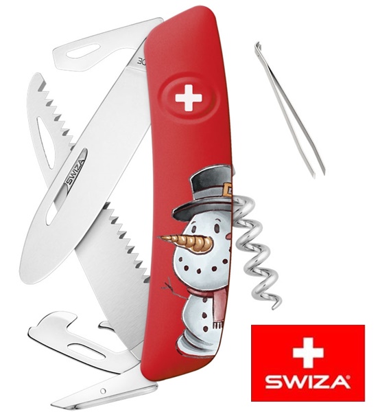 Swiza J06 Junior Christmas Snowman Red gyerek kés, C41061X002