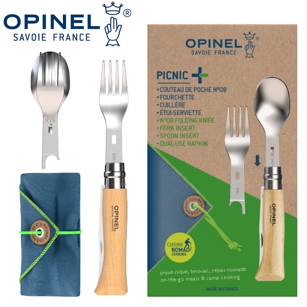 Opinel Picnic Plus szett, Opinel inox No.8 bicskával, 002500