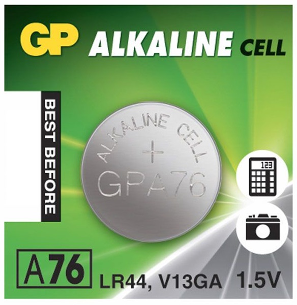 GP LR44 alkáli gombelem, 1,5V