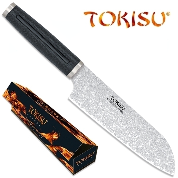 Tokisu Santoku Rubber damaszk konyhakés, 18 cm, 17477 