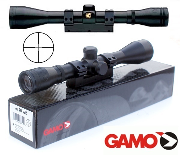 Gamo 6x40 WR fegyvertávcső, masszív szerelékkel