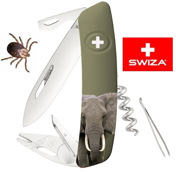 Swiza TT03 Tick Tool Wildlife Elephant Olive, KNI.0070.WO08)