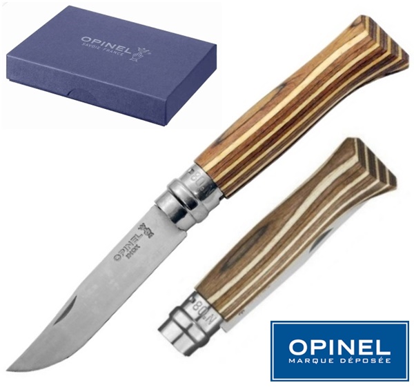 Opinel No.08 Laminated bicska, nyírfa markolattal, 002388