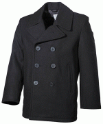 Tengerész gyapjú kabát "Pea Coat", fekete, 09015A